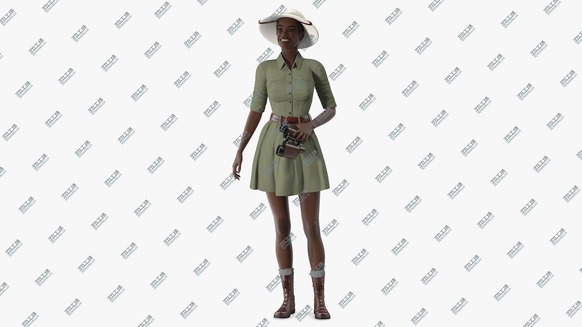 images/goods_img/202104093/Dark Skin Black Woman Explorer Standing Pose 3D model/1.jpg